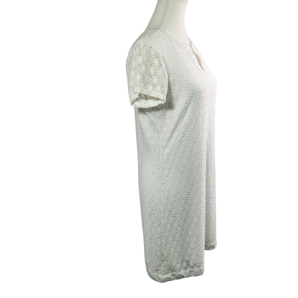 Isaac Mizrahi Live! White Lace Shift Dress Women’s XS Short Sleeve Bridal Knee - Picture 3 of 12